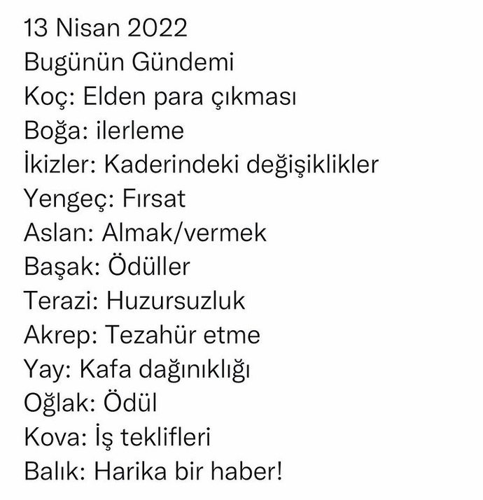 13 Nisan burçların gündemi nelerdir?