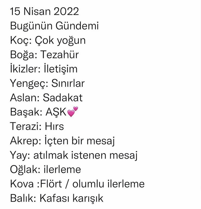 15 Nisan burçların gündemi nedir?