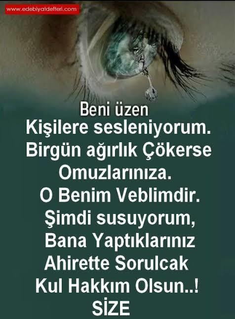 Seni üzen kisiye seni cok üzdügünü soylemek isteseydin ne derdin?