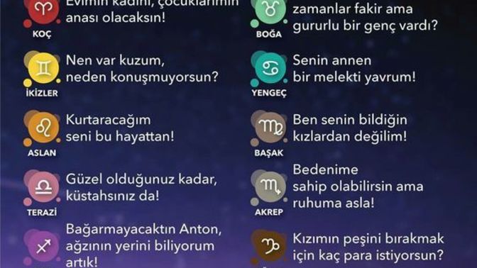 Klasikleşmiş yeşilçam filmlerinde burçların replikleri nedir?