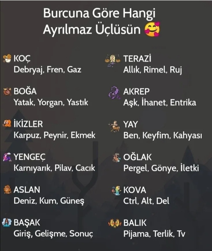 Senin ayrılmaz üçlün nedir?