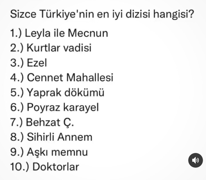 Sizce Türkiye’nin en iyi dizisi hangisi?