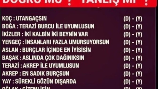 Burcun hakkındaki yorum doğru mu yanlış mı?