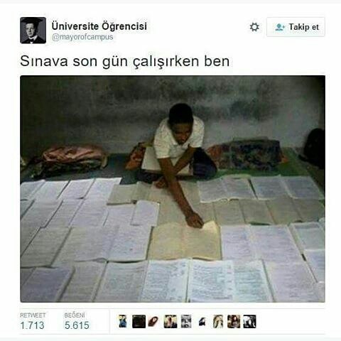 Sınavlara genellikle son gün mü çalışırsınız?