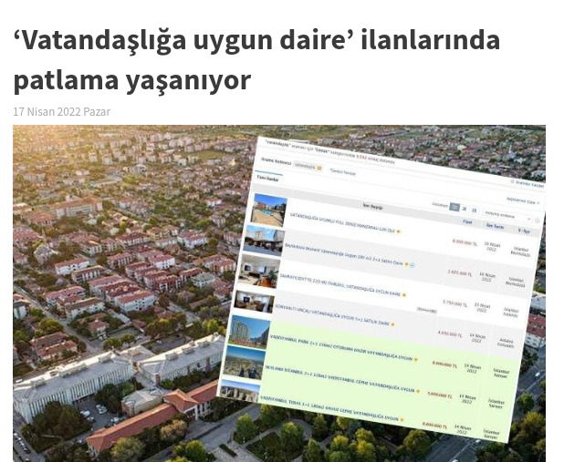 ‘Vatandaşlığa uygun daire’ ilanları artmış. Ne düşünüyorsunuz?