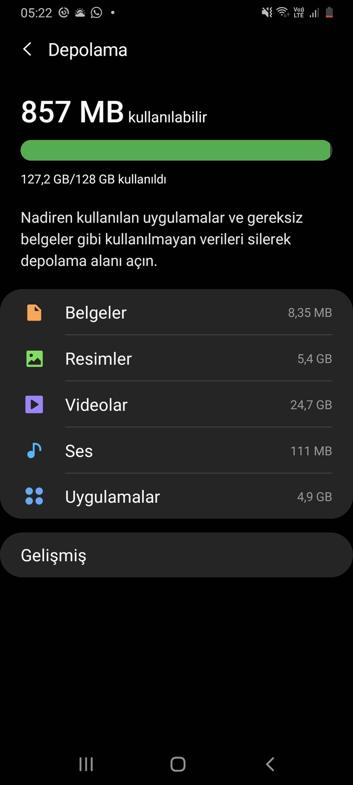 Telefonun hafızasını ne dolduruyor?