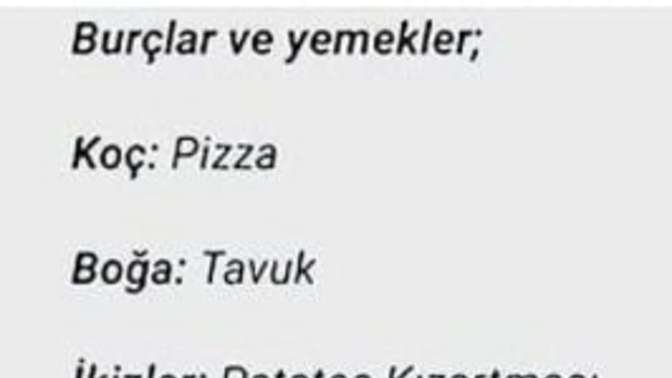 Burcunuza göre hangi yemeksin?