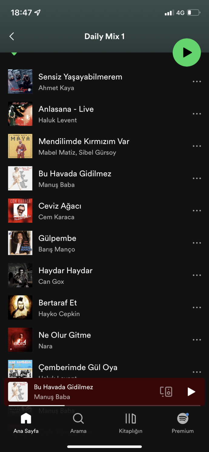 Çalma listeleriniz var mı?