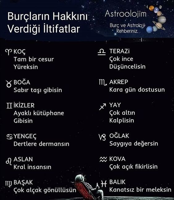 Burçların hakkını verdiği i̇ltifatlar nelerdir?