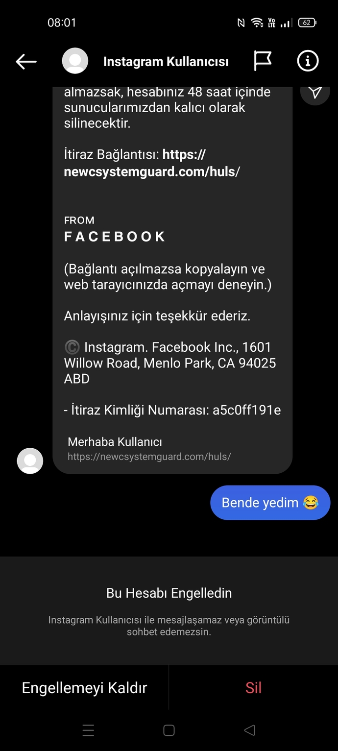 Kimseyle işim yok bu neyin şikayeti neyin mesajı?
