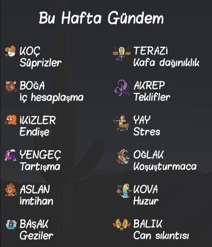Bu hafta gündemin ne?