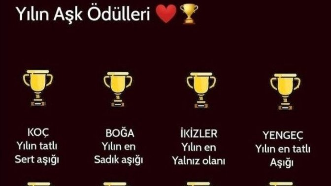 Burcuna göre bu yıl aşk adına hangi kupayı kaldırdın?
