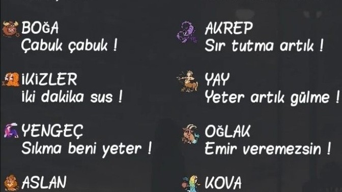 Burcuna göre en çok duyduğun uyarı ne?