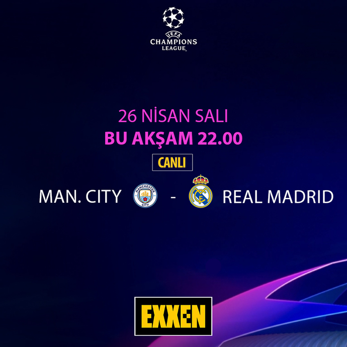 EXXEN bu akşam, Manchester City-Real Madrid maçını ücretsiz yayınlayacağını açıkladı. Karşılaşmayı seyredecek misiniz?