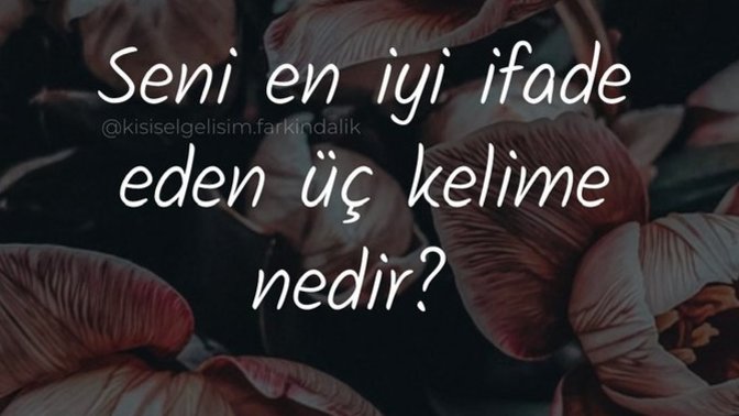 Seni en iyi ifade eden 3 kelime nedir?