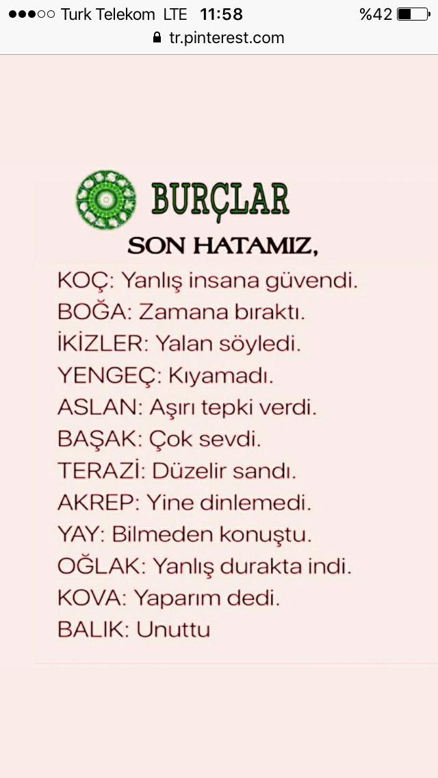 Burcunuza göre son hatanız neydi?