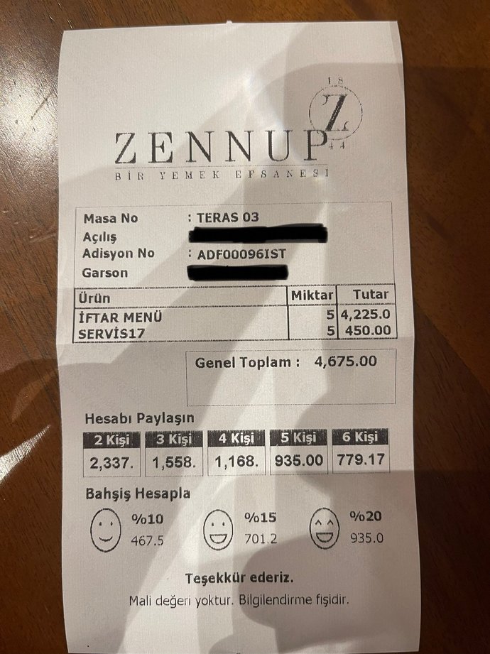 5 kişilik iftar için çok değil mi sizce?