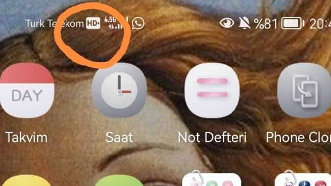 Telefonumun üstünde HD+ yazısı çıktı ne anlama geliyor?