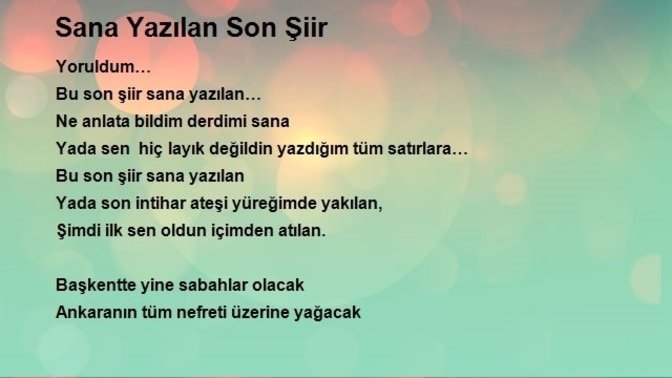Şiiri severmisiniz ve yazdığınız oldumu?