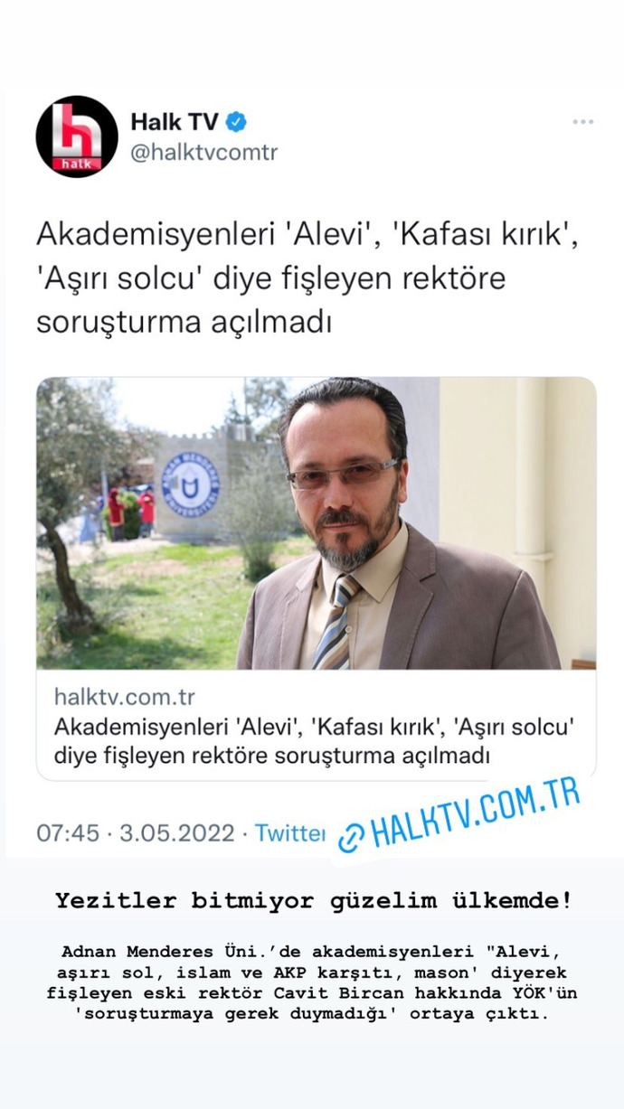 Akademisyenleri Alevi, Kafası kırık, Aşırı solcu diye fişleyen rektöre soruşturma açılmadı. Bu konu hakkında ne düşünüyorsuz?