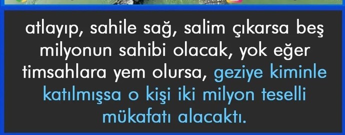 Beş milyon için timsah dolu göle atlar mısınız?