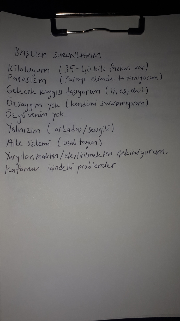 Neden depresyonda olduğumu bulmaya çalıştım ve kağıda yazdım hepsini. Yazdığım problemleri nasıl çözerim (resimli)?