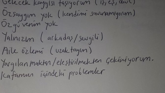 Neden depresyonda olduğumu bulmaya çalıştım ve kağıda yazdım hepsini. Yazdığım problemleri nasıl çözerim (resimli)?