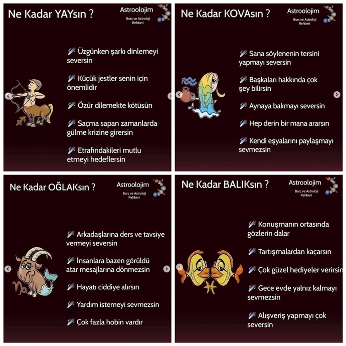 Burcunun özelliklerini ne kadar yansıtıyorsun?😄