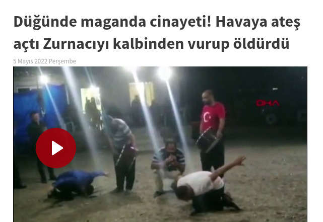 Osmaniyenin Kadirli ilçesindeki düğünde, 41 yaşındaki zurnacı Emre Tıptaş kalbinden silahla vuruldu. Magandalık ne zaman bitecek?