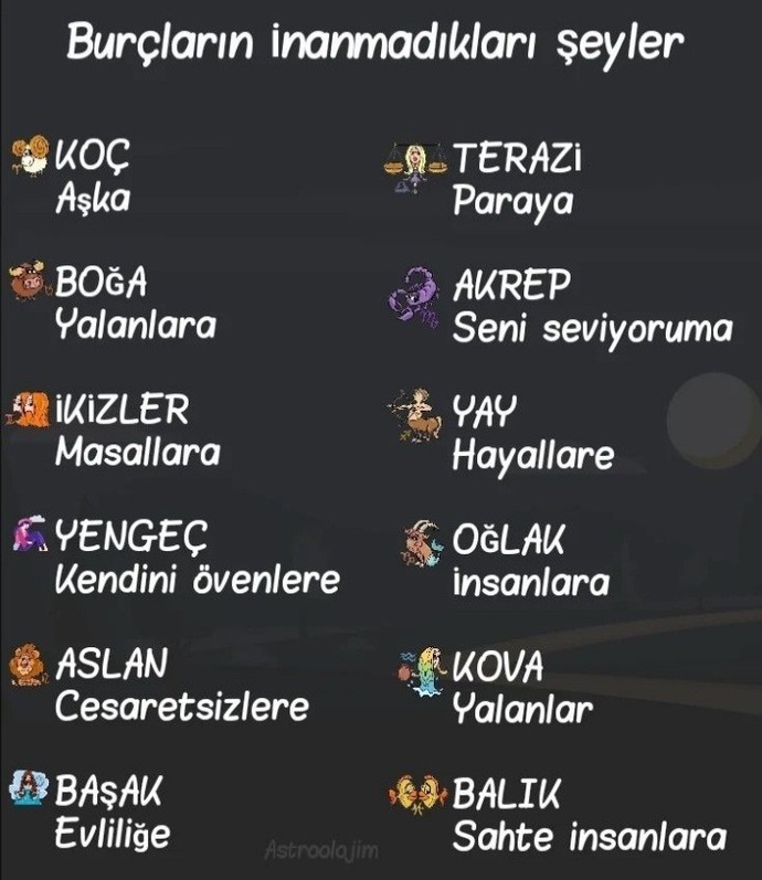 Burcuna göre inanmadığın şey ne?