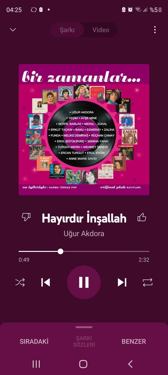 Son dinlediğiniz müzik hangisi?