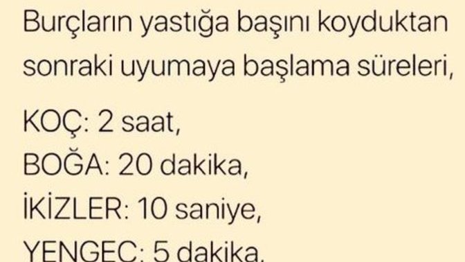 Burcunuza göre yastığa başını koyduktan sonra ne zaman uyursun?