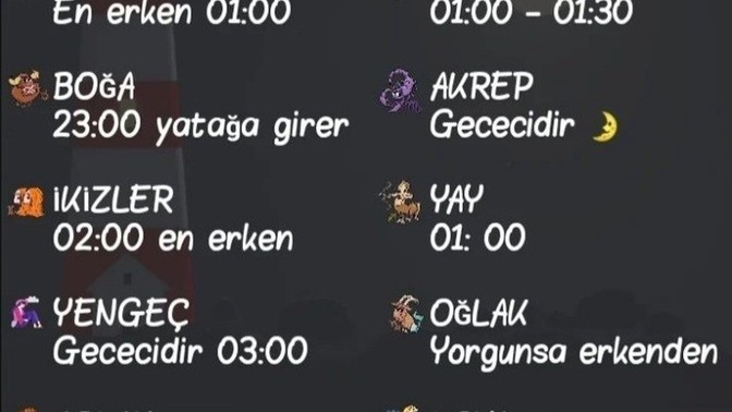 Burcuna göre gece kaçta uyursun?