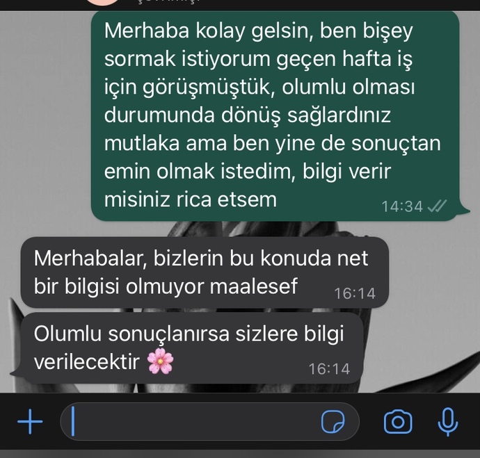 Bu mesaja göre, her an işe alınabilir miyim yoksa olumsuz mudur? (Resimli)?