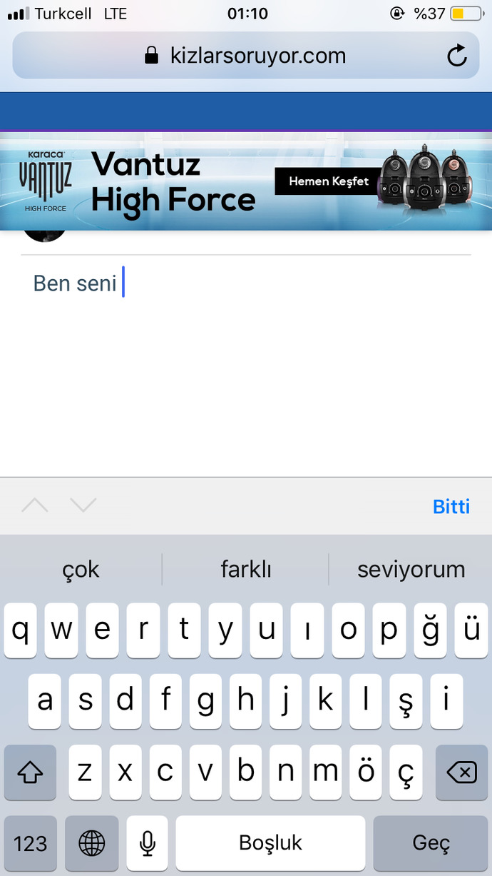 Telefonunuza "Ben seni" yazdıktan sonra ne çıkıyor?
