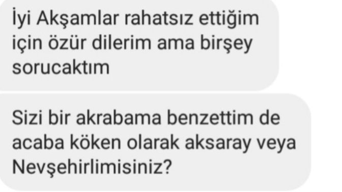 Fake hesaptan gelen mesaj?