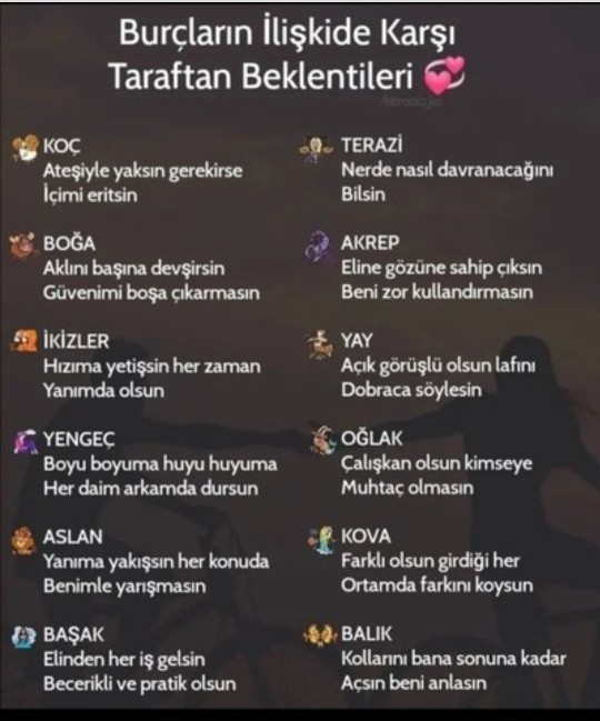 İlişkide karşı taraftan beklentin nedir acaba?