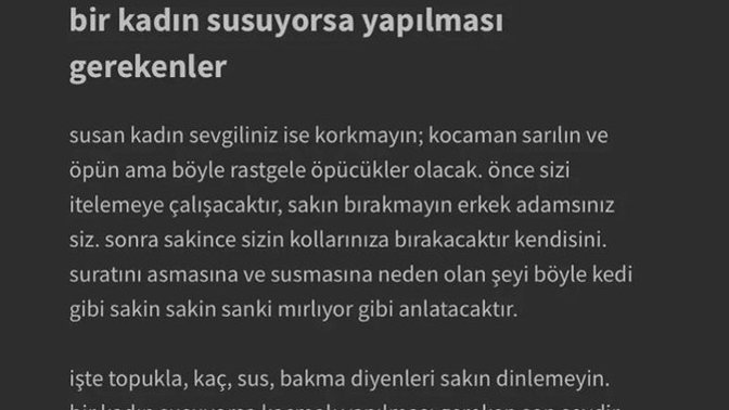 Bir kadın susuyorsa ne yapılması gerekir?