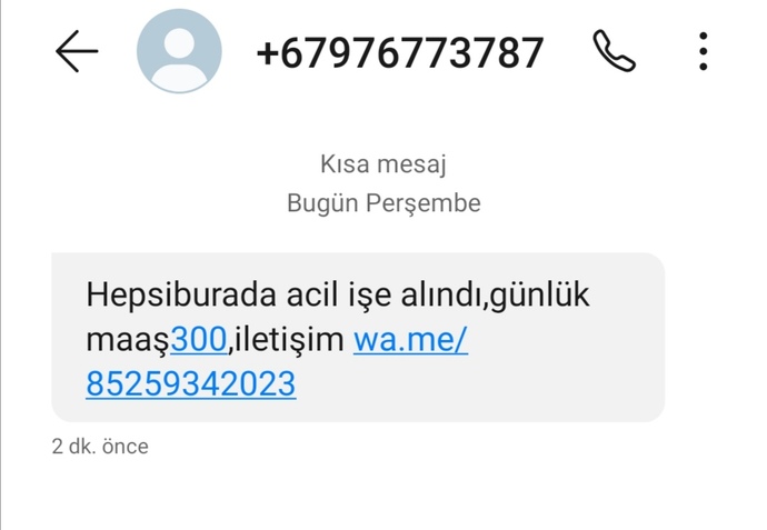 Telefonuma böyle bir mesaj geldi?
