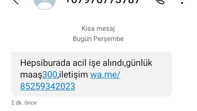 Telefonuma böyle bir mesaj geldi?