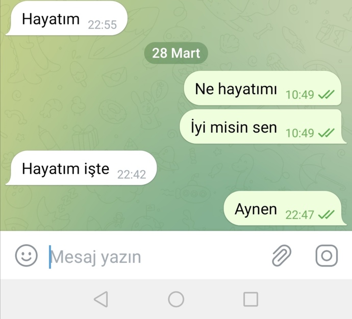 Ayrıldıktan sonra ayda bir falan bana böyle msjlar attı bebeğim falan diye? en son hayatım dedi tersledim bidaha yazmadı?