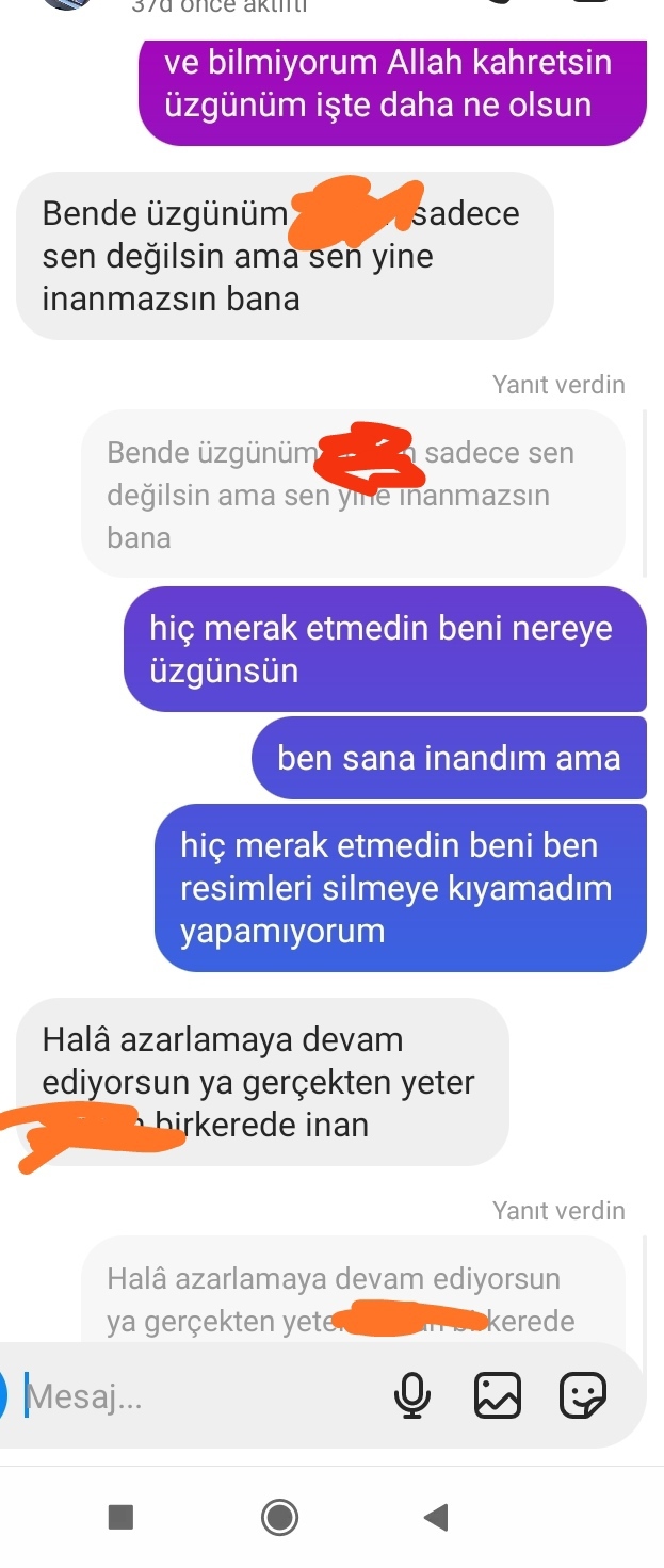 Ayrıldığım sevgilimle yazdım resimli bakın?