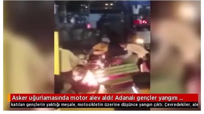 Adana'da yanan motosikleti 150 litre şalgam suyu ile söndürdüler! Sen olsan nasıl söndürürdün?