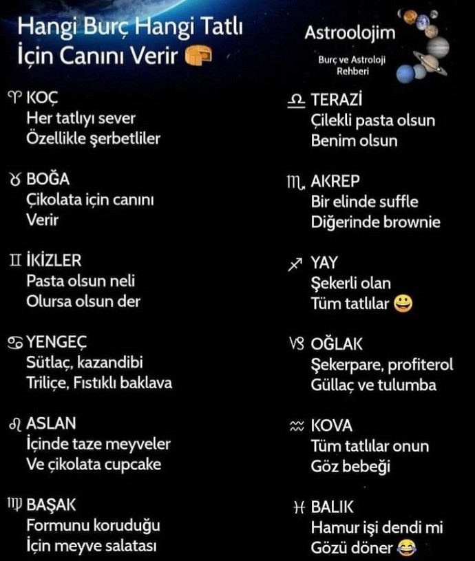 Burcuna göre hangi tatlı için canını verirsin?