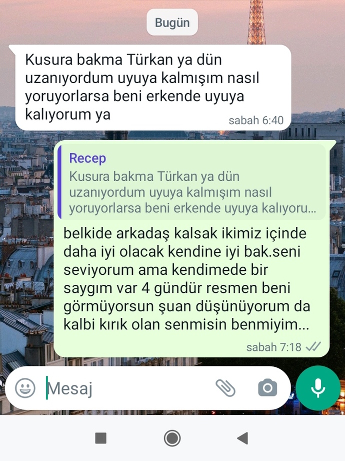 Sevgilime yazdığım mesaj bakın bir iyi yazdım mı?