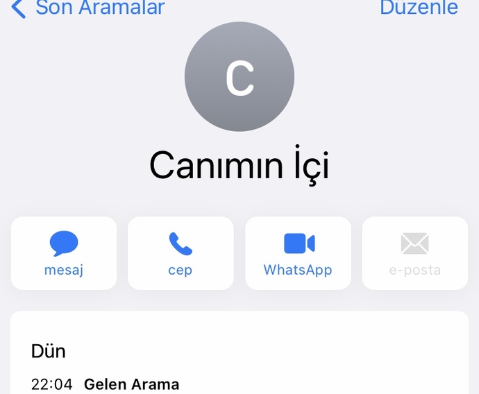 Sevgilin rehberinde nasıl kayıtlı?