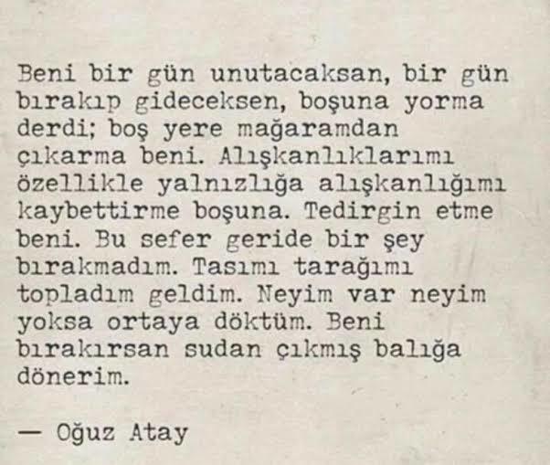 En sevdiğiniz kitaptan bir cümle söyler misiniz?