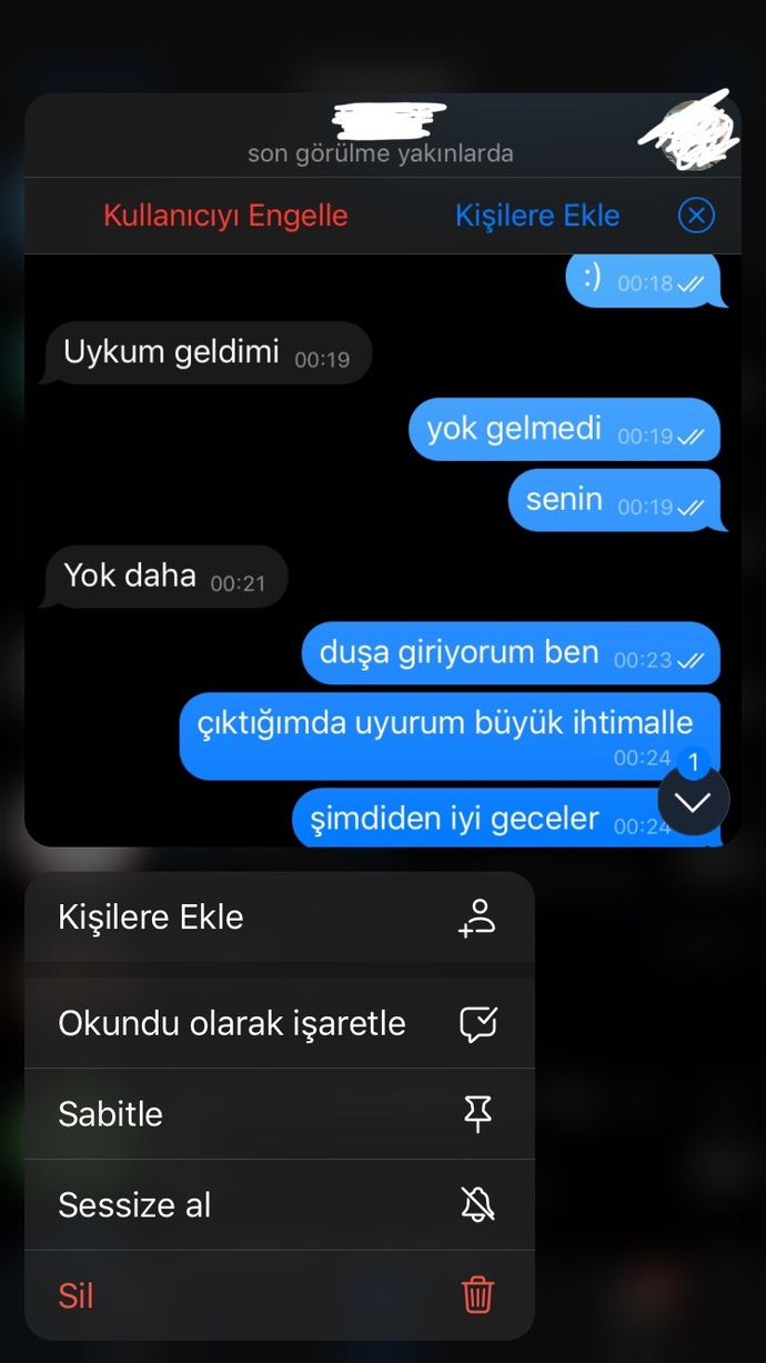 İyi geceler mesajına tamam yazan erkek?