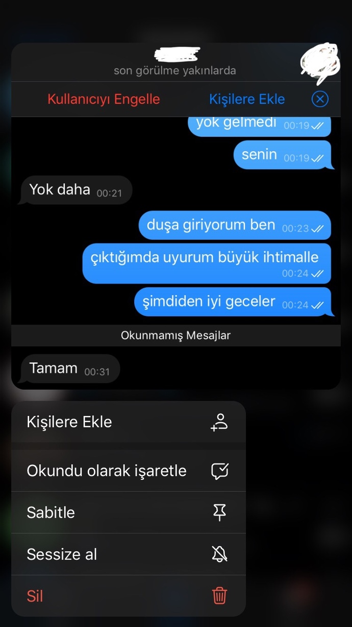 İyi geceler mesajına tamam yazan erkek?