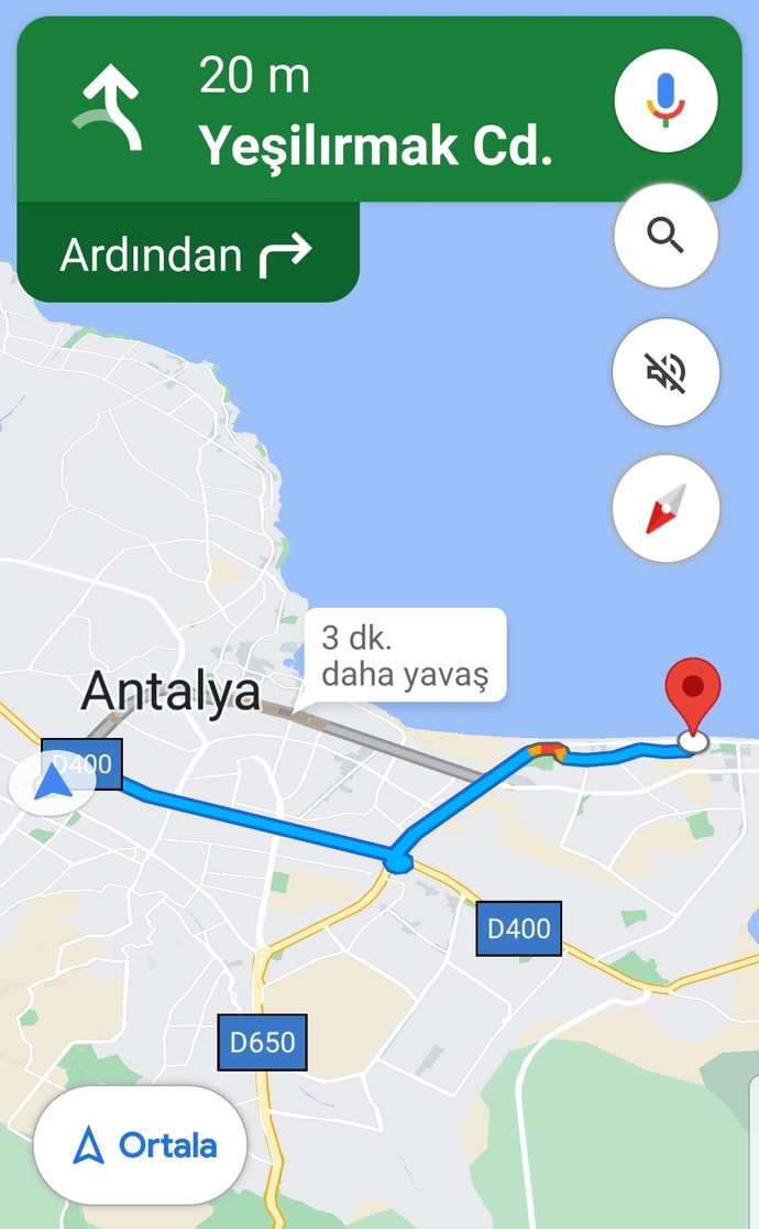 Sizce bu mesafe arabayla kaç dk sürer?